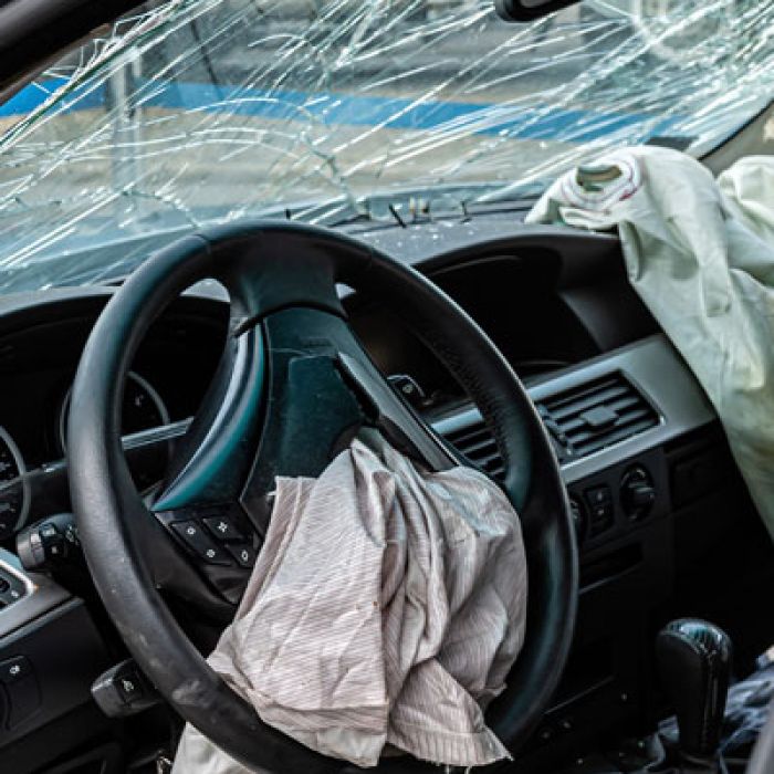 Crashes Attorney Jacksonville Florida | Crashed Car with air bag deployed and window severely cracked